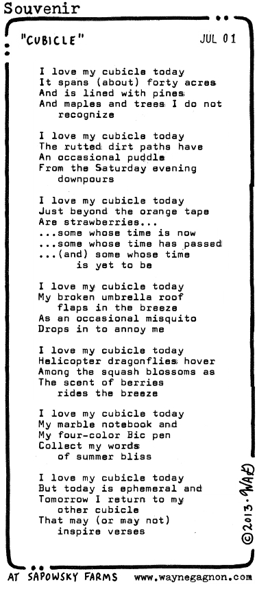 Wayne Gagnon - Souvenir Poem - Cubicle summer strawberries