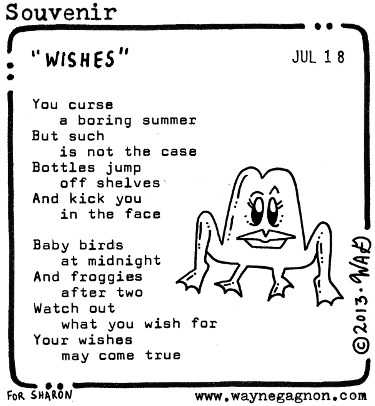 Wayne Gagnon - Souvenir Poem - Wishes, frog, bird, bottle